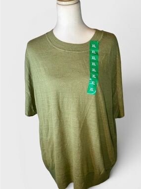 Banana Republic Olive Green Short Sleeve Knit Top